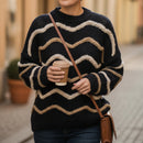 Pull Tarek maille fantaisie avec motif vagues en relief - mohair doux et style original made in Italy
