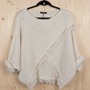 Pull Théo écru col bateau avec double pan réversible - maille douce et style créatif
