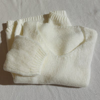 Pull Tobias écru maille douce col V femme coupe asymétrique - 