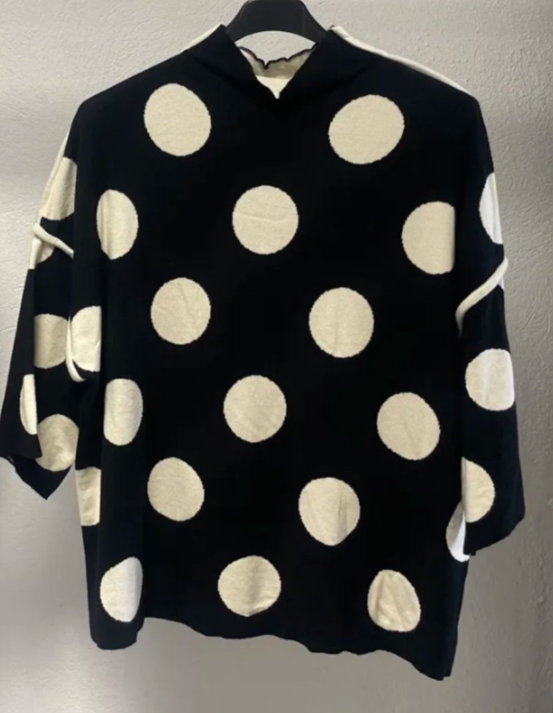 Pull Ziguy Gros Pois - Col Cheminée Manches 3/4 Femme