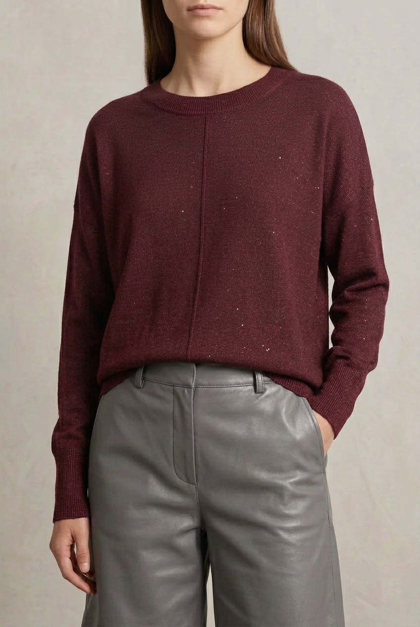 Pull Sequins Maille Fine Felix — Col Bateau Stretch Femme Taille Unique 36/42