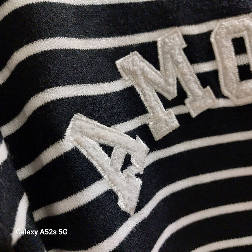 Pull Popeye Col Rond Rayé - Broderie Bouclette AMOUR Viscose