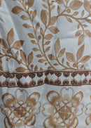 Détail imprimé feuillage bordure ornementale de la Robe Malone coloris Beige — viscose 100%, Made in Italy — ineva
