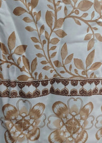 Détail imprimé feuillage bordure ornementale de la Robe Malone coloris Beige — viscose 100%, Made in Italy — ineva

