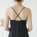 Robe Ruby noire – vue dos bretelles croisées, robe longue fendue 95% viscose