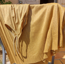 Robe Solal camel portée – longue plissée soleil lurex irisé, bretelles fines fluide
