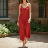 Robe Solal Longue Plissée Soleil Maille Irisée Lurex – 80% Viscose, Bretelles Fines, Taille 34-46