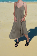 Robe Solal Longue Plissée Soleil Maille Irisée Lurex – 80% Viscose, Bretelles Fines, Taille 34-46