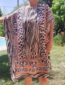 Robe Plage Versus — Poncho Col Bateau Imprimé Léopard Chic Taille Généreuse