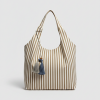 Sac Lacanau – détail pompons sur l'anse, toile de jute bohème chic