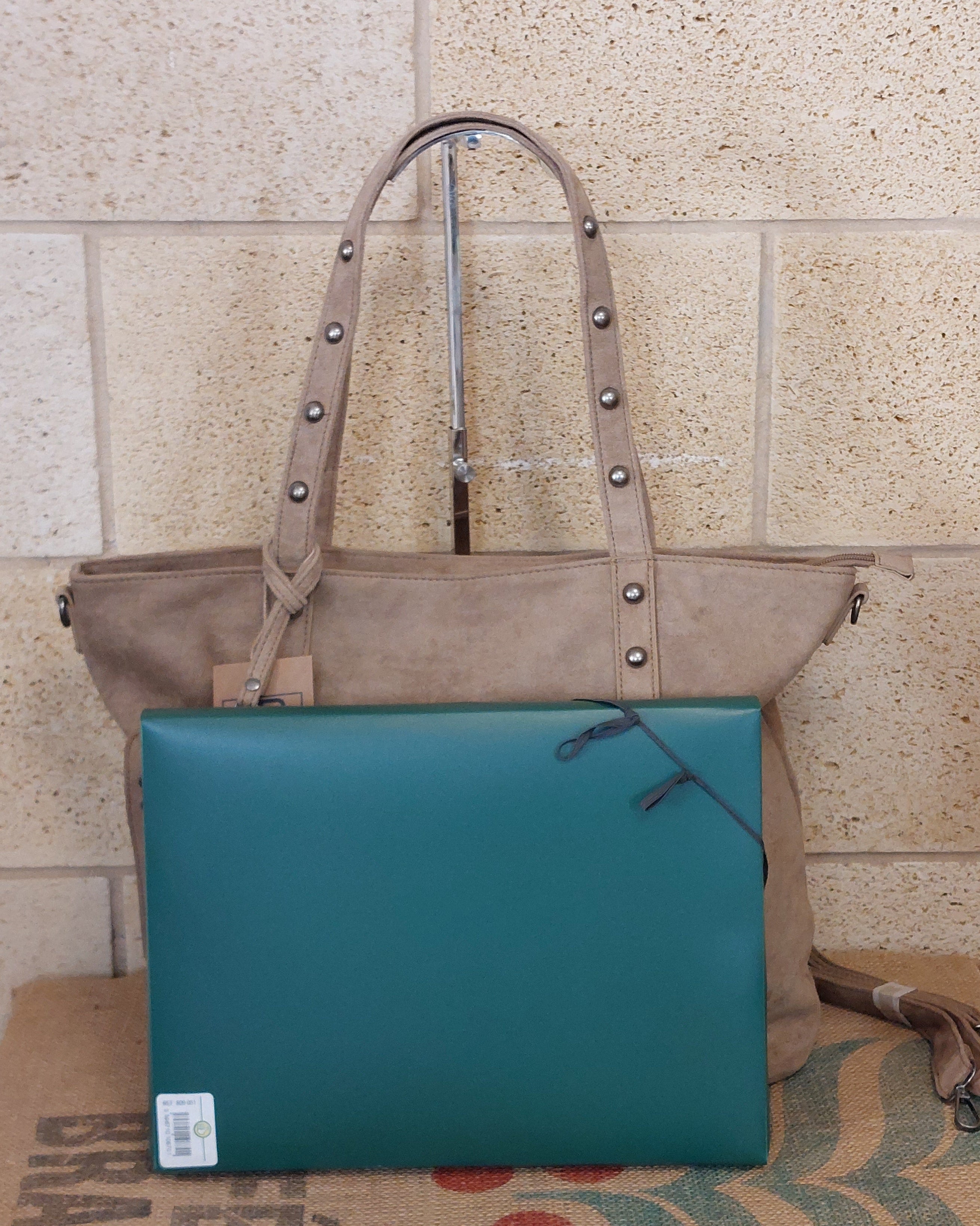 Sac Paolo — Grand Tote Bag Suédine Clouté Pochette Amovible Bandoulière
