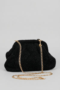 Sac bourse Sole noir aspect laine bouillie
