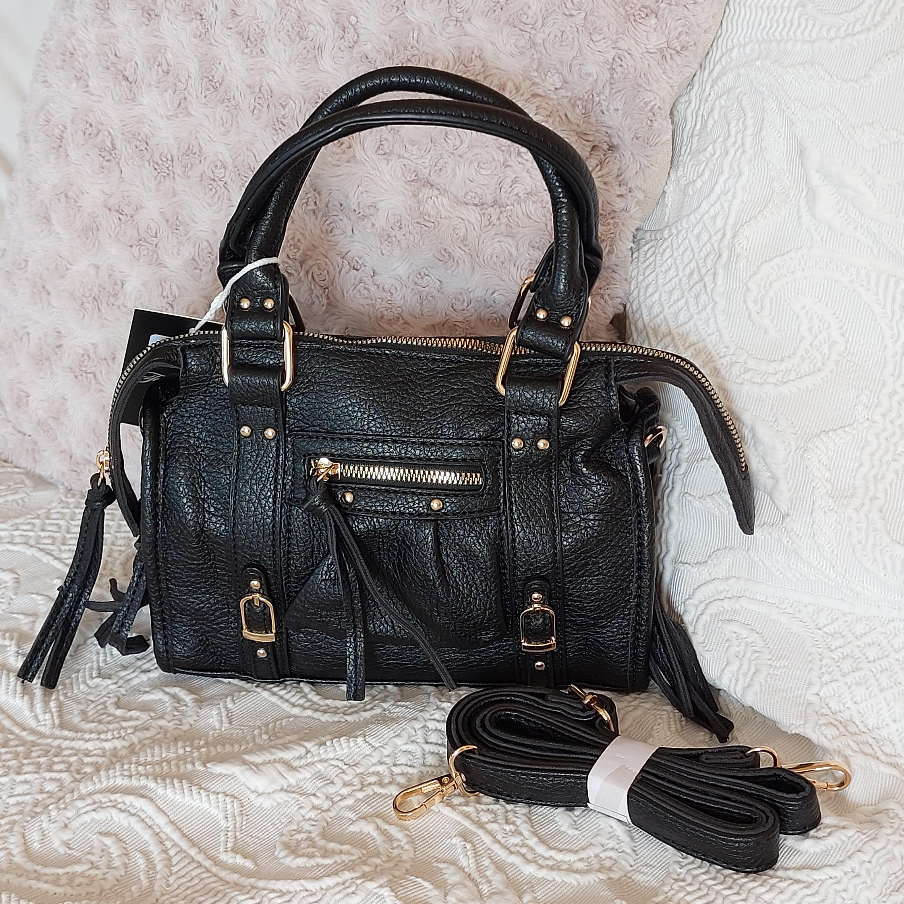 Sac à Main Azilal - Simili Cuir Noir Élégant avec Finitions Dorées