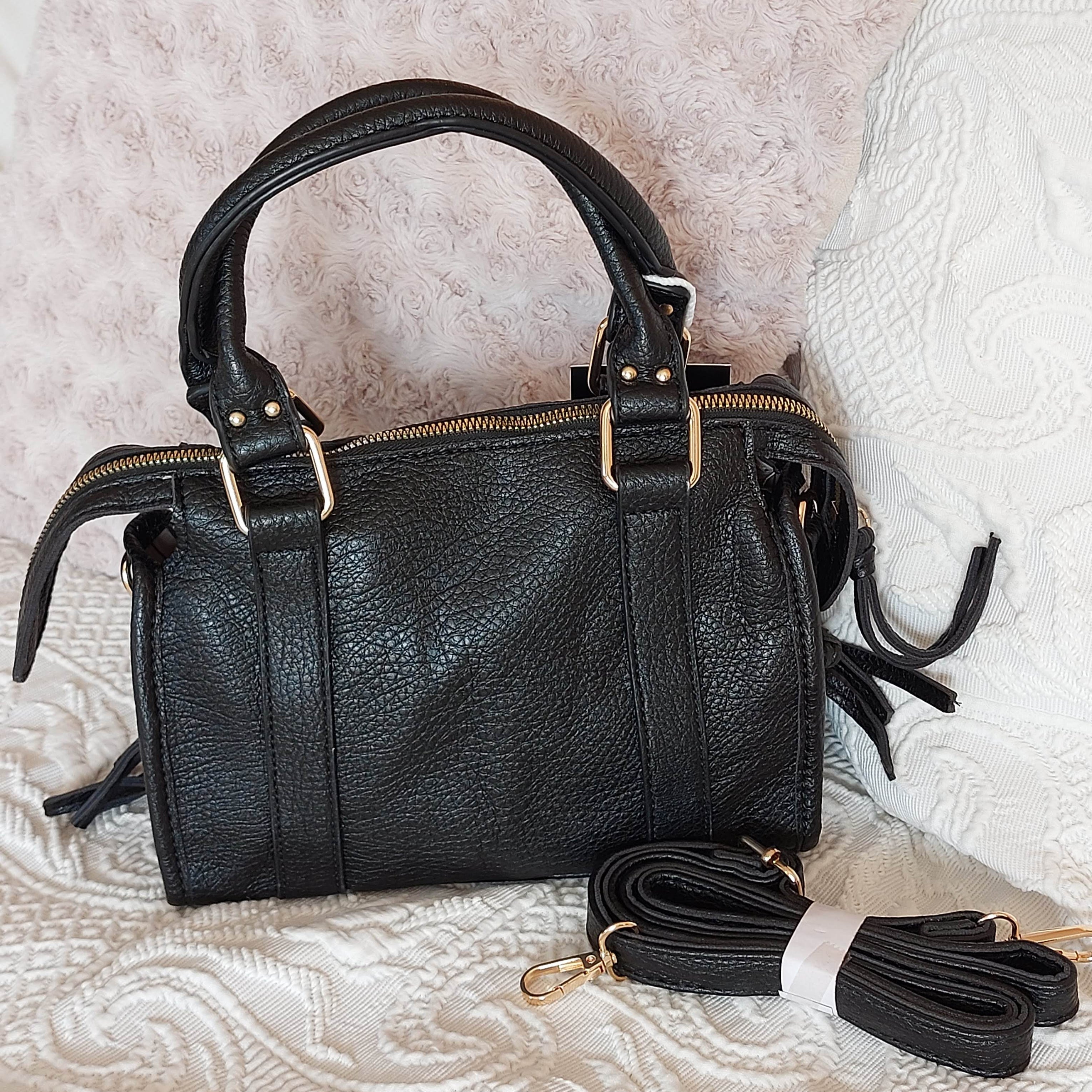 Sac à Main Azilal - Simili Cuir Noir Élégant avec Finitions Dorées