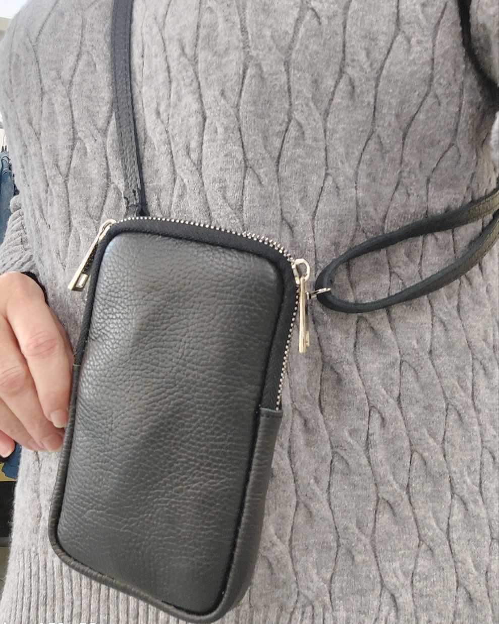 Sacoche Addo - Pochette Cuir Grainé Bandoulière Femme