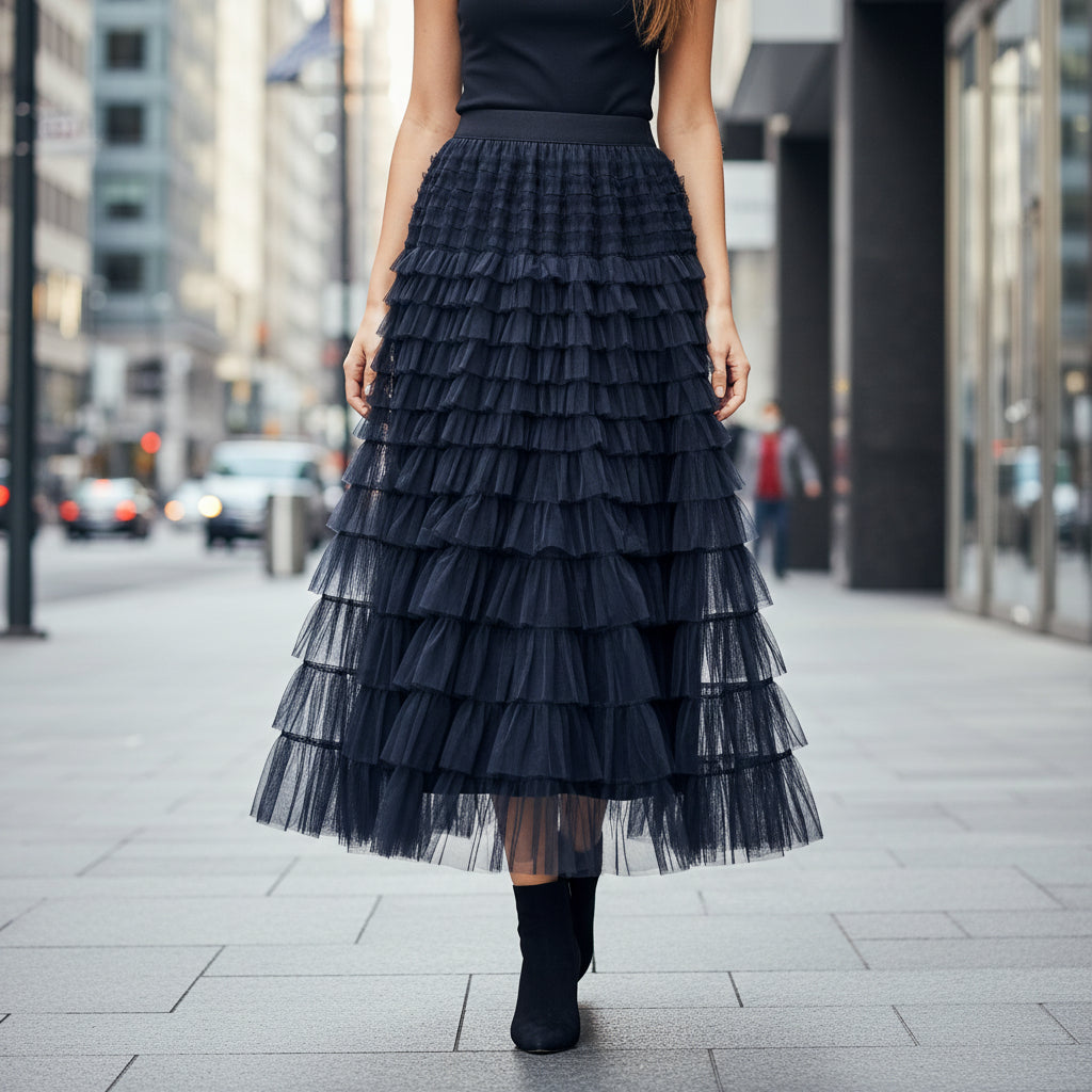 Jupe Alba Tulle Froufrou - Volants Romantiques Taille Haute Femme