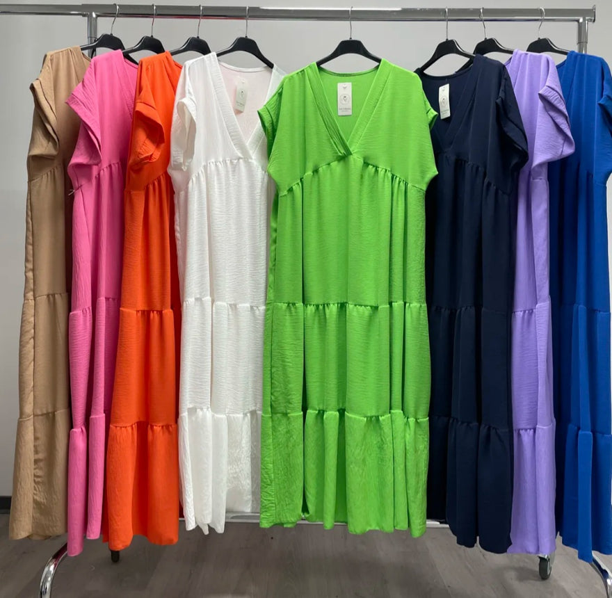 Robe Longue Col V Volants Bellal — Ample & Légère Femme