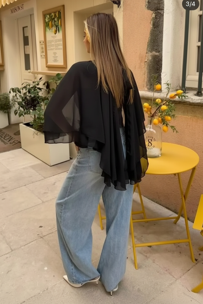 Top Cape Mousseline Dos Nu Vap — Made in Italy Femme