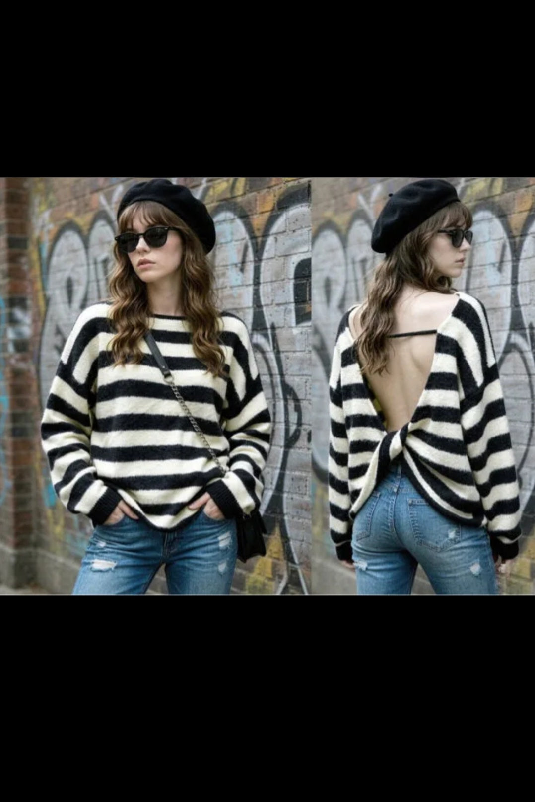 Pull Rayé Torsade Dos Lou — Col Bateau Maille Laine Alpaga Made in Italy 36/44
