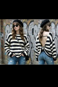 Pull Rayé Torsade Dos Lou — Col Bateau Maille Laine Alpaga Made in Italy 36/44