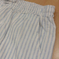 Détail 4 poches short Maé rayé coton lin camel - ineva