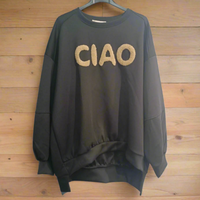 Sweat CIAO oversize femme noir ultra-léger coupe décontractée - Vue face 