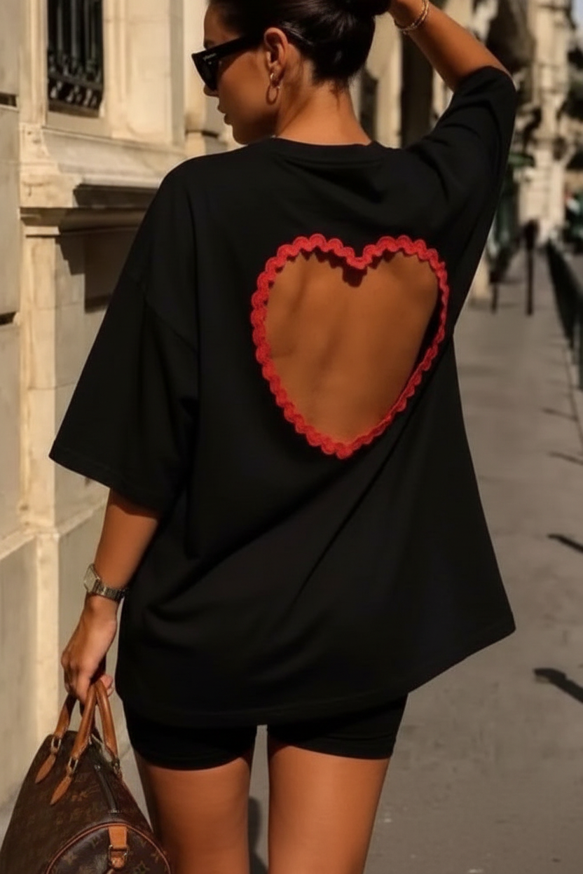 T-shirt Coton Lova — Goutte Cœur Dos Made in Italy Femme