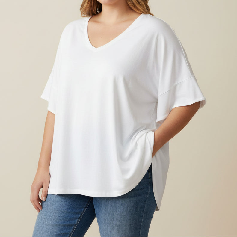 Tee-shirt Arthus – Col V Oversized Grande Taille Femme