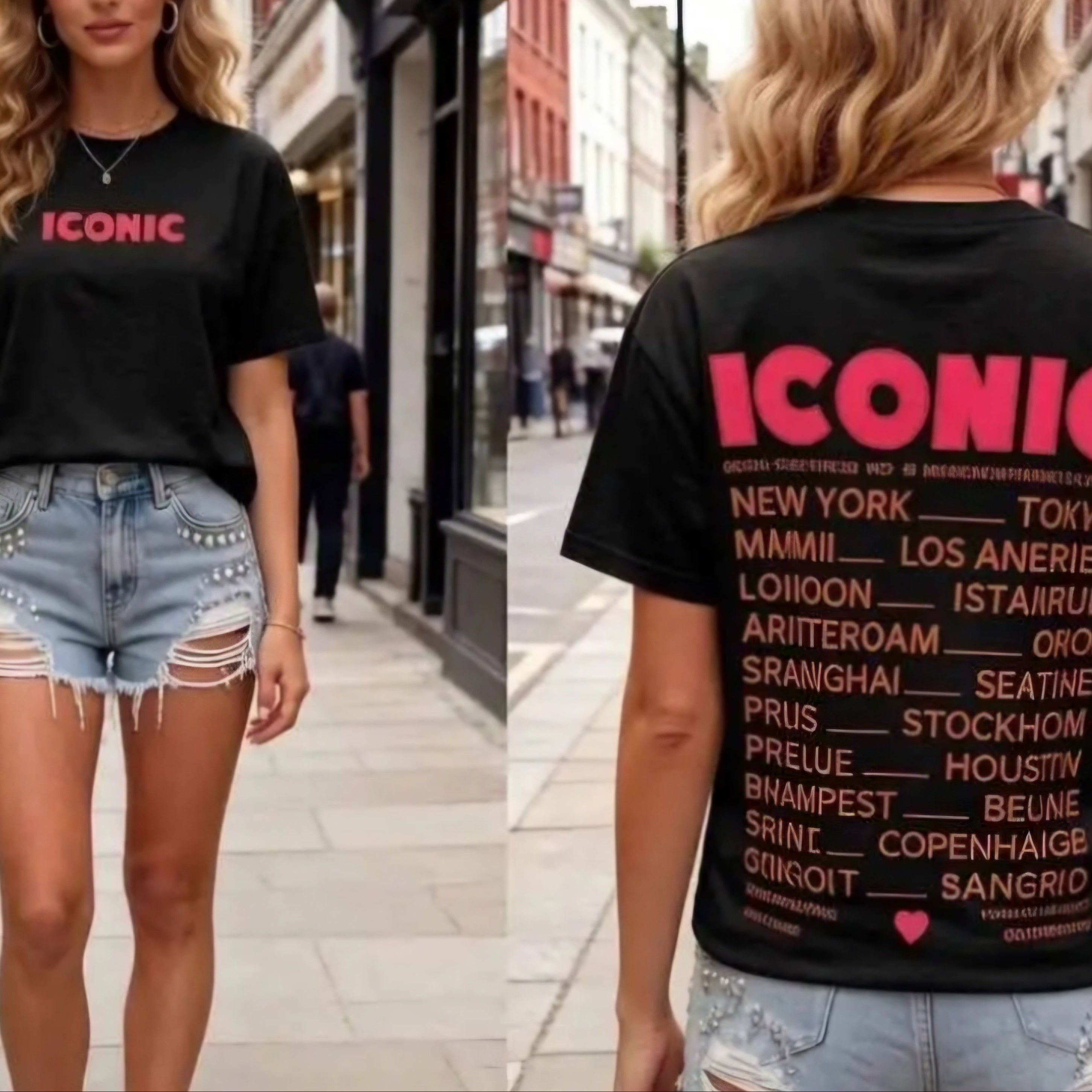 T-shirt Ico — Oversize Col Rond Sérigraphie Iconic