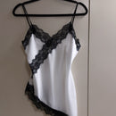 Top Bretelles Diego — Satin & Dentelle Bas Asymétrique