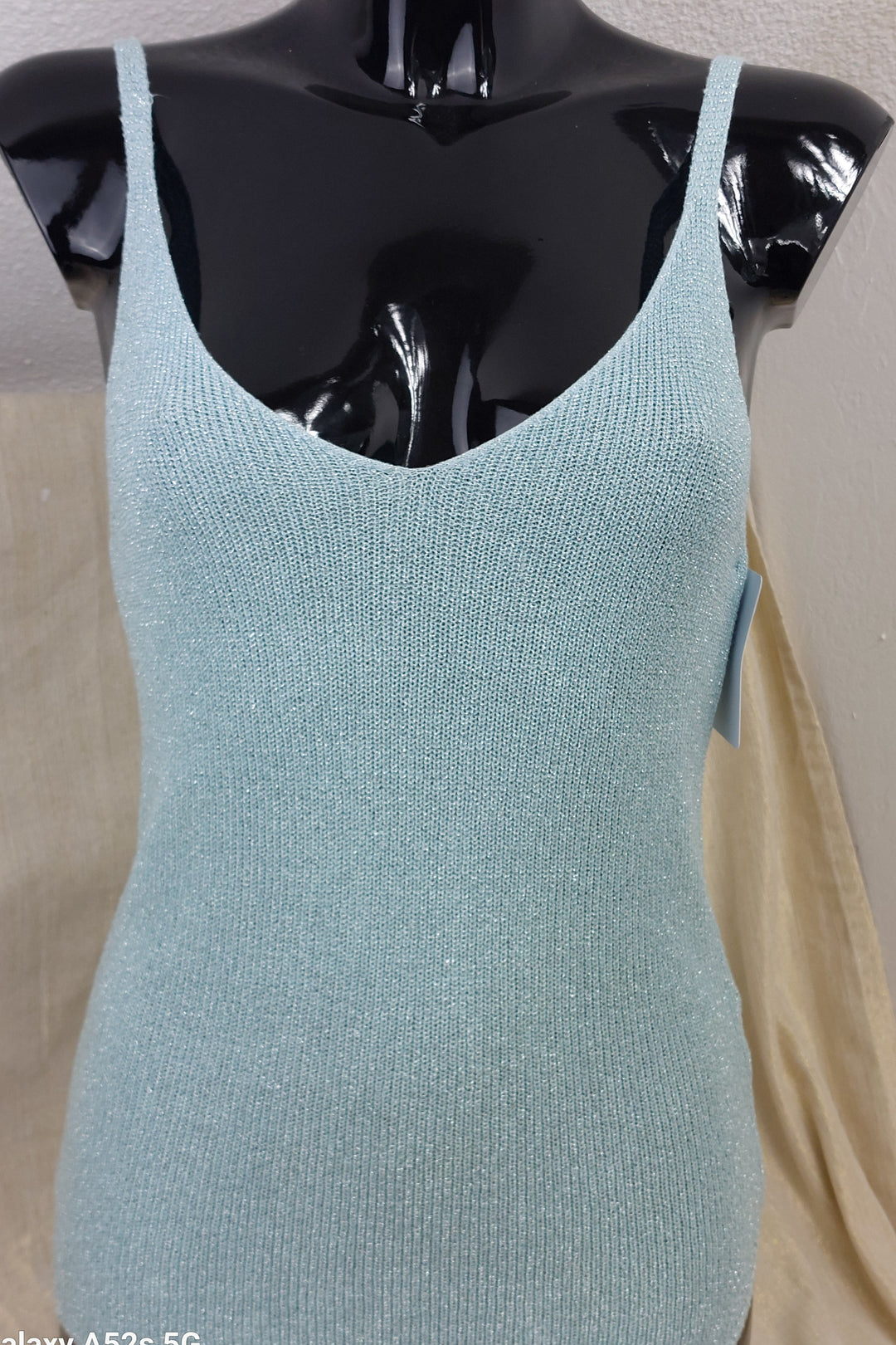 Top Timéo Bretelles Maille Fine Irisée Lurex – 85% Viscose, Ultra-Léger,Taille Unique