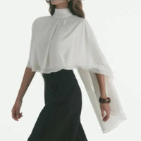 Top cape mousseline dos nu Vap blanc porté - ineva