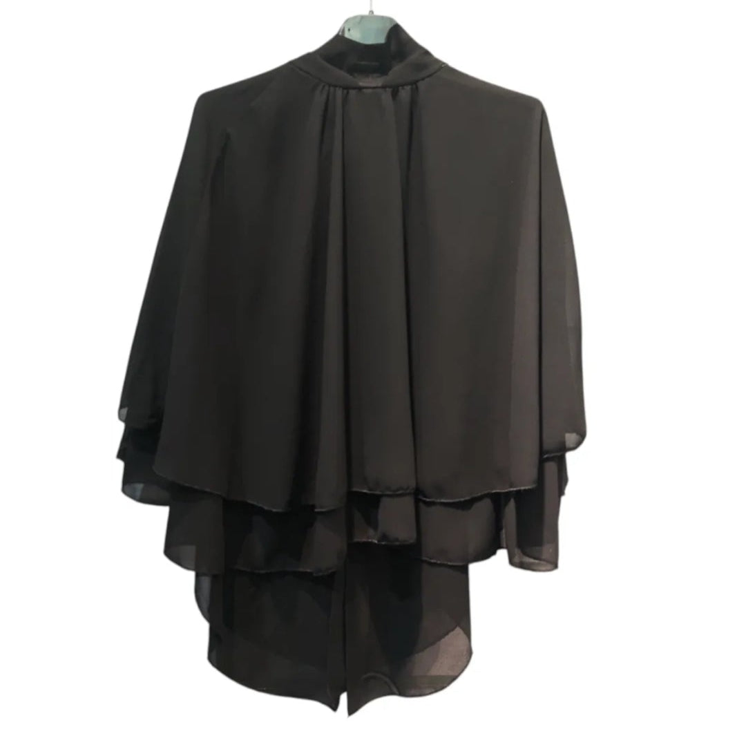 Top cape mousseline dos nu Vap noir taille unique made in Italy - ineva