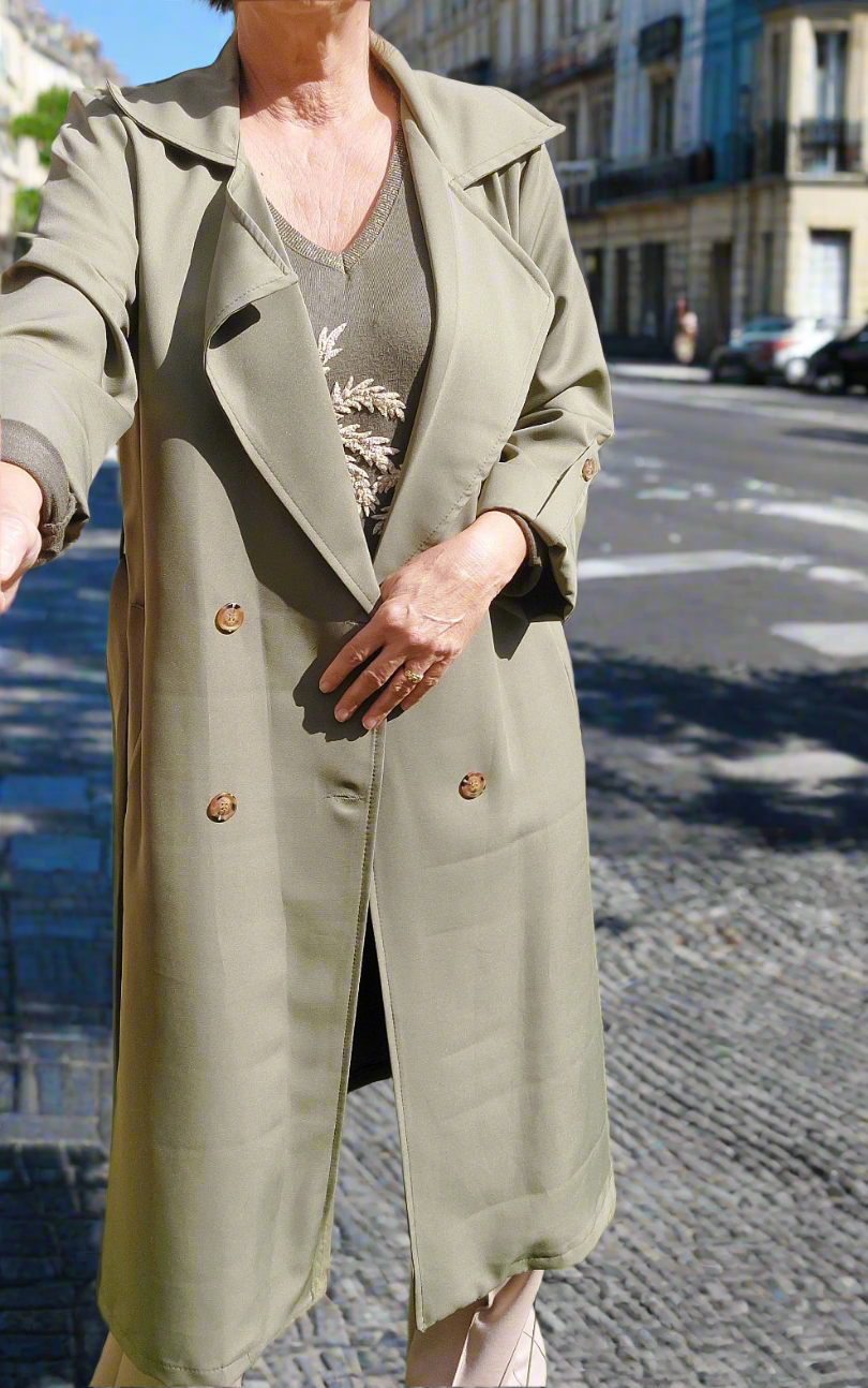 Trench GRET Long Femme | Imperméable Léger Ceinturé | Style Robe