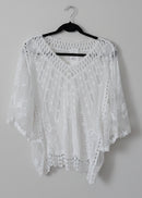 Top Crochet Résille Louisa — Col V Manches Poncho Taille Unique Bohème Femme