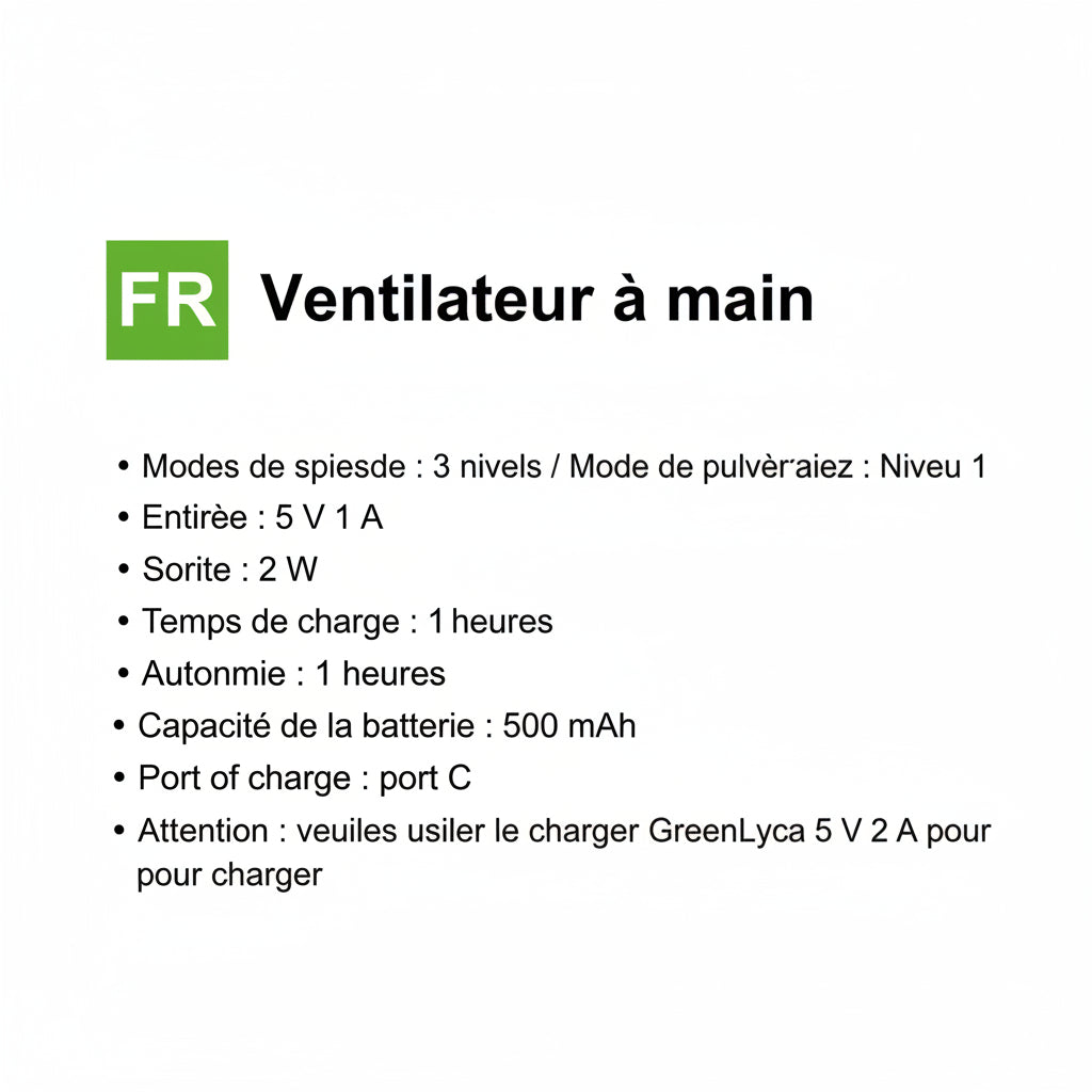 Ventilateur brumisateur Pnoé - 3 vitesses ventilation brumisation rechargeable USB-C autonomie 1h support smartphone inclus - ineva
