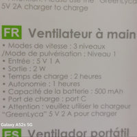 Ventilateur Brumisateur Main Pnoé — 3 Vitesses Rechargeable USB-C Anti-Canicule
