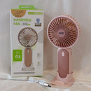 Ventilateur à main Zeph rose - boîte ouverte avec support smartphone et câble de charge USB-C inclus - ineva
