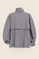 Veste coupe-vent imperméable Nils taupe sur ceintre de dos

