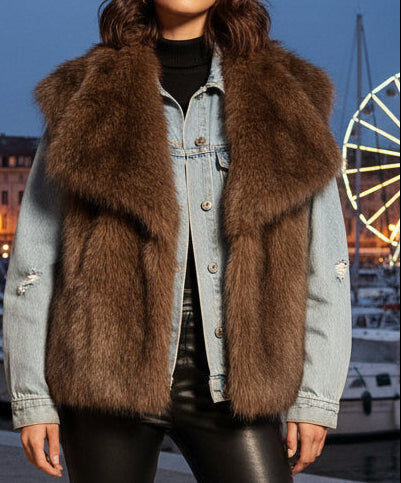 Veste VANY - Sans Manches Fausse Fourrure Femme