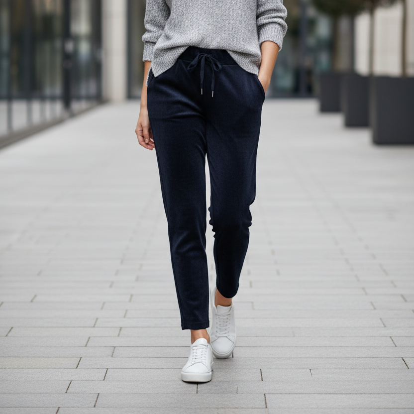 Pantalon Johna Jogging Velours Côtelé Stretch - Taille Élastique