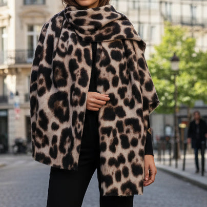 Écharpe Brise Léopard - Viscose & Laine Douce et Chaude
