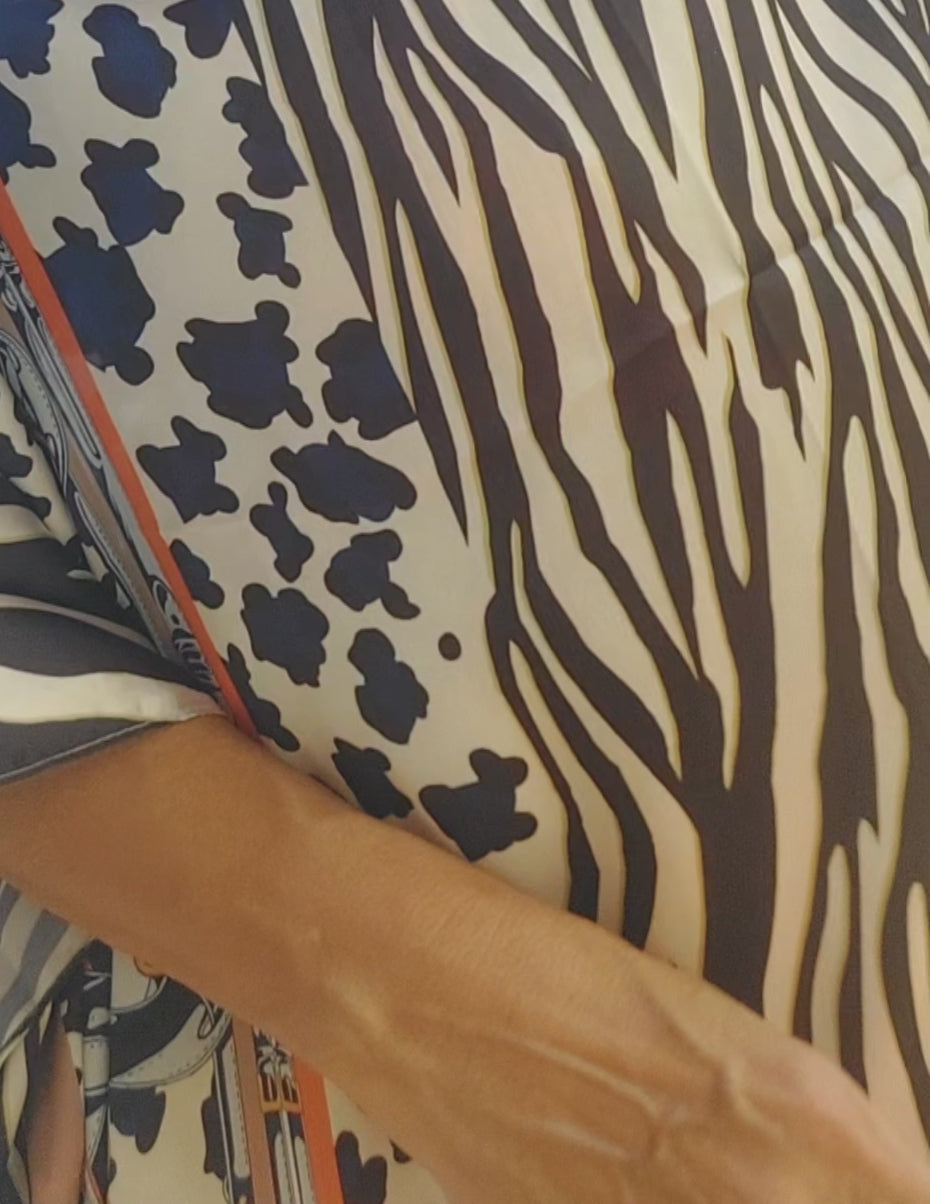 Robe Plage Versus — Poncho Col Bateau Imprimé Léopard Chic Taille Généreuse