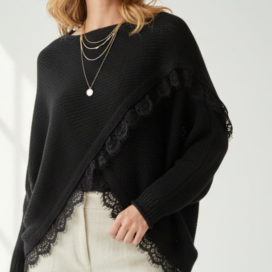 Pull Théo Col Bateau - Manches Chauve-Souris Double Pan Femme