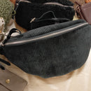 Sac Banane Carro Velours Côtelé - Bandoulière Cuir Irisé Femme