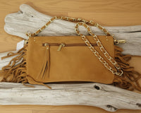 Sac Croisette Cuir Nubuck - Rabat Zip Clous Dorés Chaînette Femme