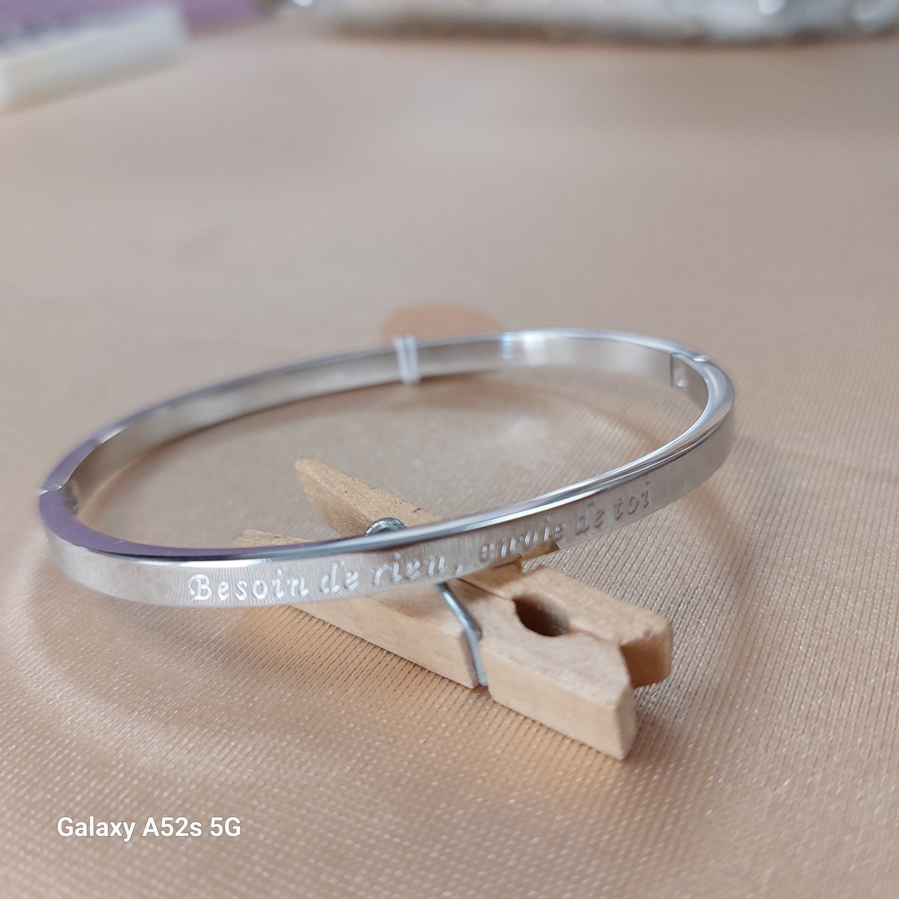 Bracelet Jonc Braga Message Gravé - Acier Inoxydable Ouvrable Femme