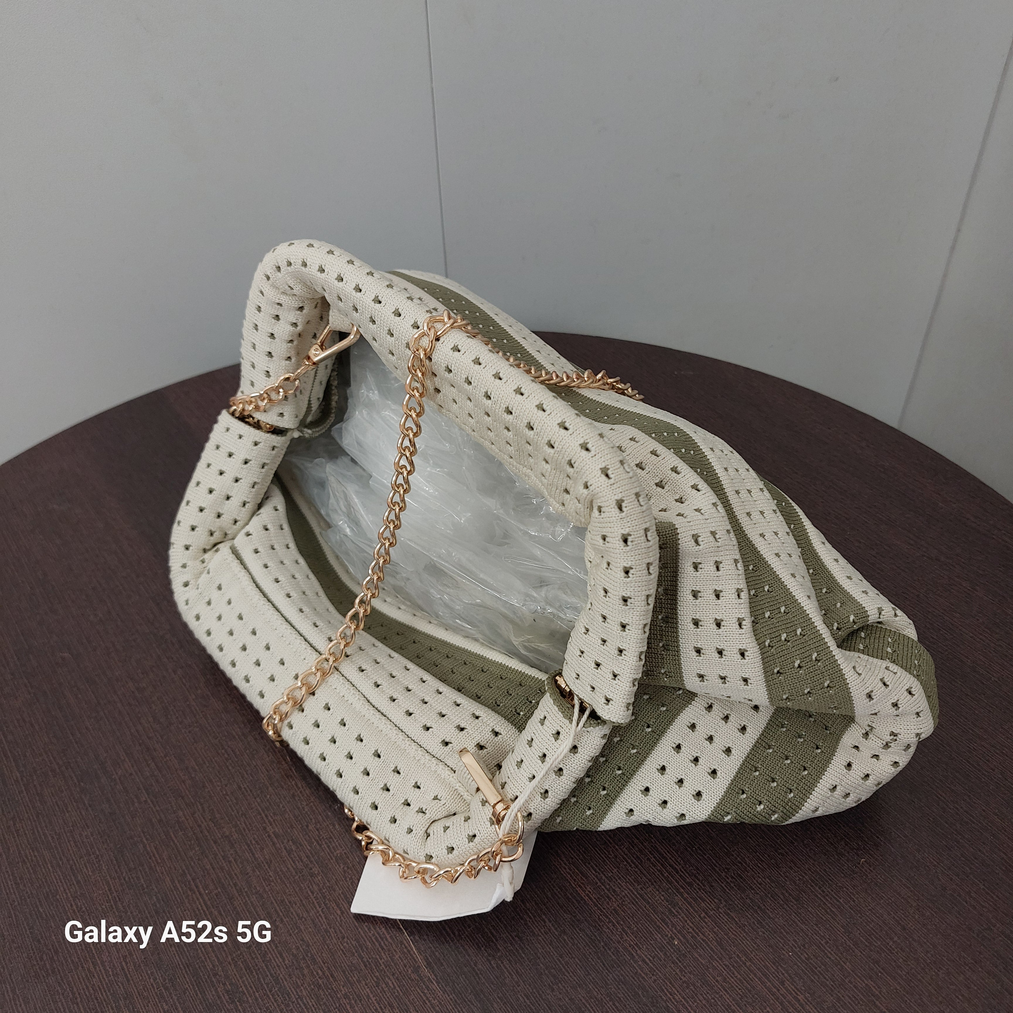 Sac Bourse Pochette Rayures Raya — Bandoulière Chaînette Dorée Femme