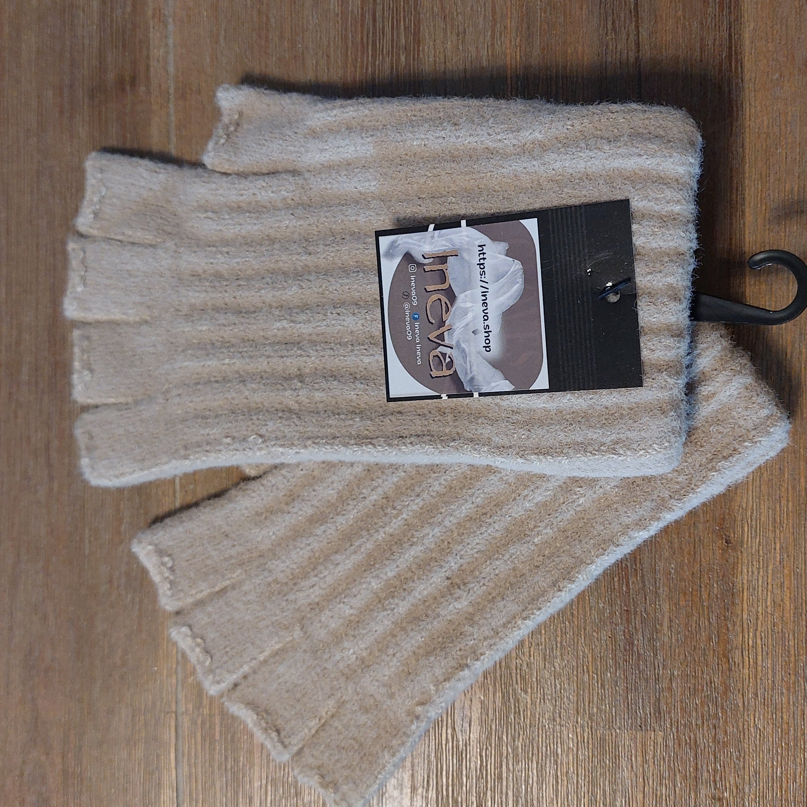 Mitaines Femme Noril Maille Fantaisie - Sans Doigts Noires Hiver