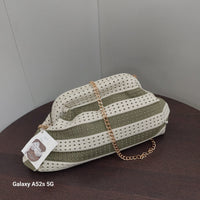 Sac Bourse Pochette Rayures Raya — Bandoulière Chaînette Dorée Femme